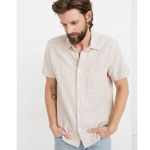 Madewell Medium Linen-Cotton Perfect Short Sleeve Shirt Vintage Petal Top